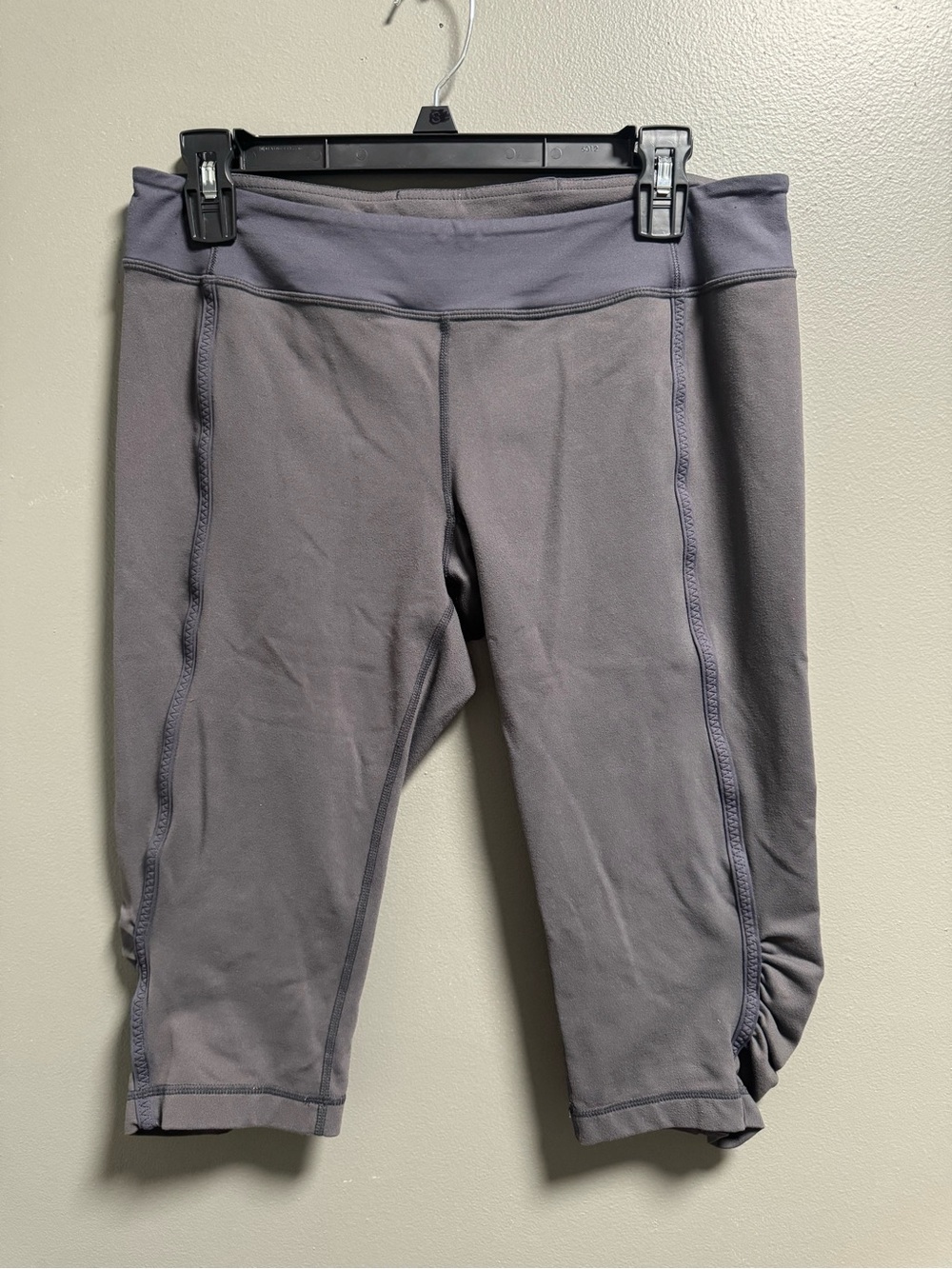 lululemon athletica Cropped Rouched Leggings in Gray & Blue Yoga Running Size 12